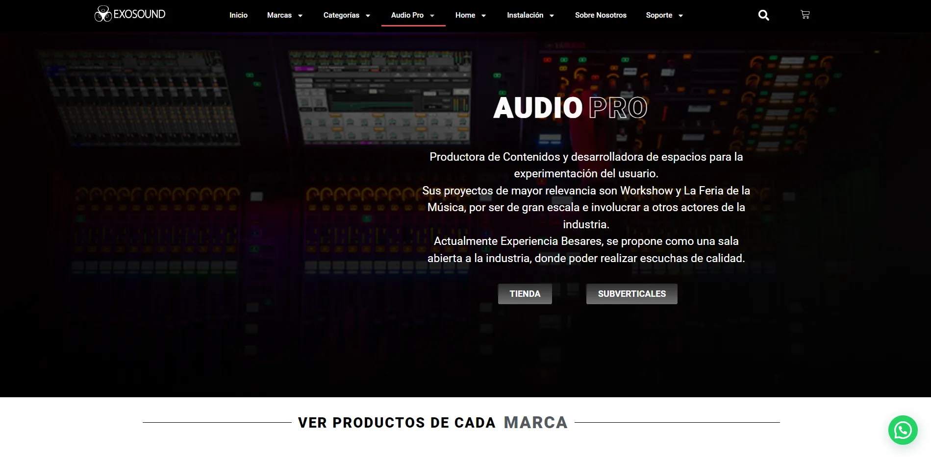 Página web Exosound, creada por el equipo de Ergittek